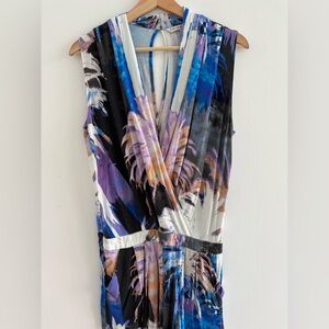 Trina Turk Blue and Purple Palm Romper